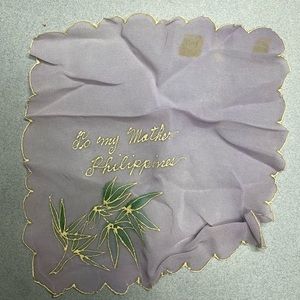 To My Mother Philippines Purple Silk Handkerchief War Time 7” WWII Sticker Marks